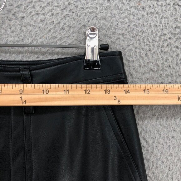 7 For All Mankind Pants Women Small Black Faux Leather PU Stretch Ankle Straight - Picture 9 of 13